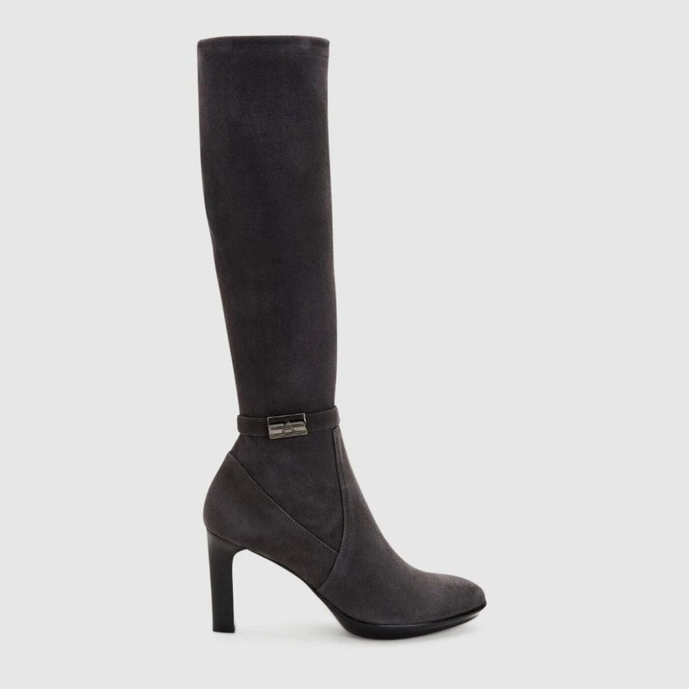 Aquatalia Charcoal Gray Knee-High Heeled Boots